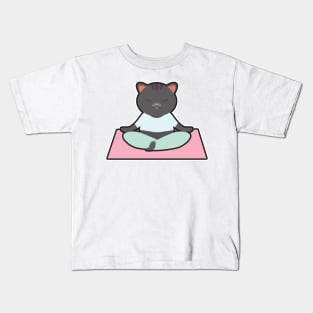 Cat at Yoga with Yoga mat Kids T-Shirt